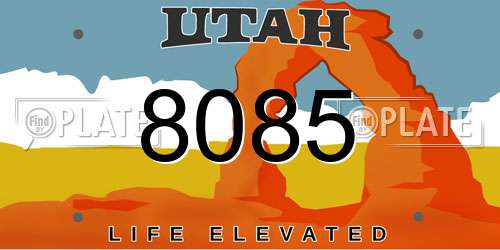8085 Utah License Plate