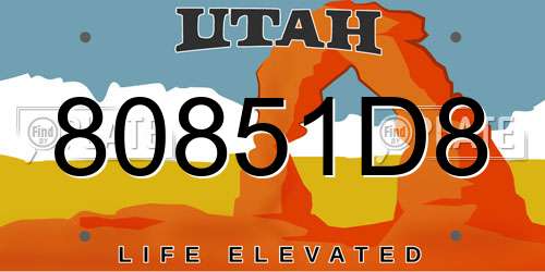 80851D8 Utah License Plate