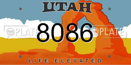 8086 Utah License Plate