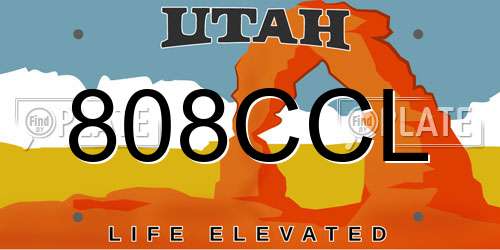 808CCL Utah License Plate