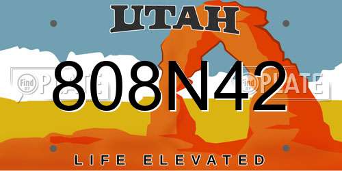 808N42 Utah License Plate