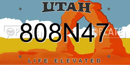 808N47 Utah License Plate