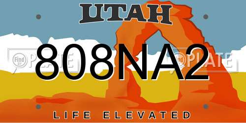 808NA2 Utah License Plate