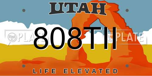 808TII Utah License Plate