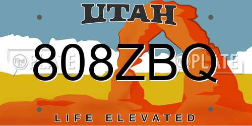808ZBQ Utah License Plate