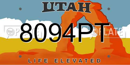 8094PT Utah License Plate