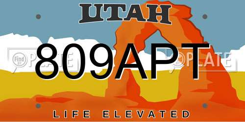 809APT Utah License Plate