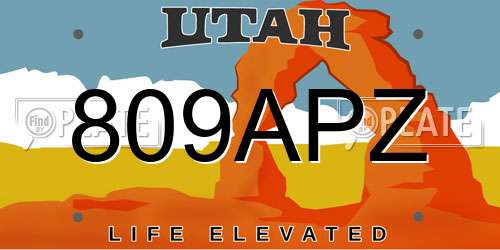 809APZ Utah License Plate