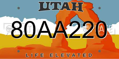 80AA220 Utah License Plate