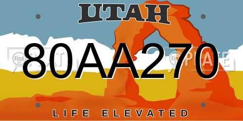 80AA270 Utah License Plate
