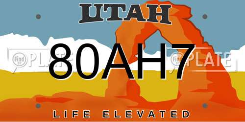 80AH7 Utah License Plate