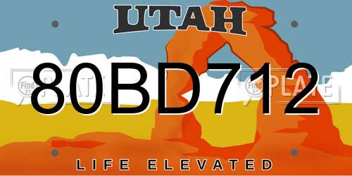 80BD712 Utah License Plate