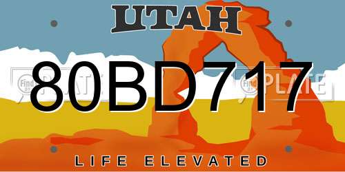 80BD717 Utah License Plate