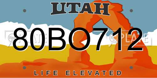 80BO712 Utah License Plate