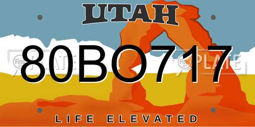80BO717 Utah License Plate