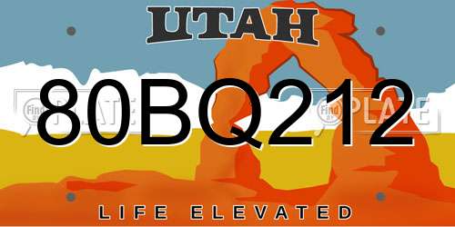 80BQ212 Utah License Plate
