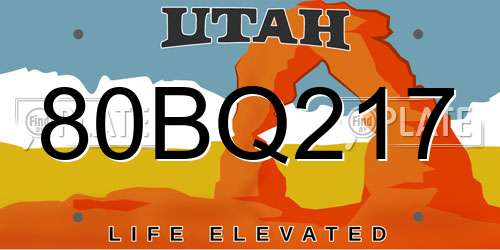 80BQ217 Utah License Plate