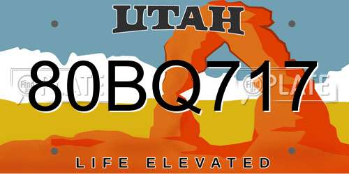 80BQ717 Utah License Plate