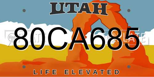 80CA685 Utah License Plate