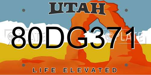80DG371 Utah License Plate