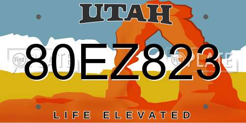 80EZ823 Utah License Plate