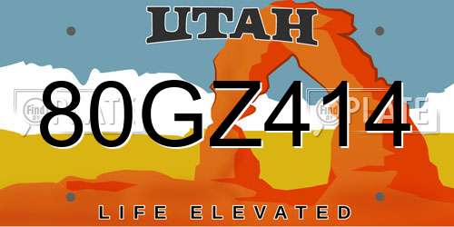 80GZ414 Utah License Plate