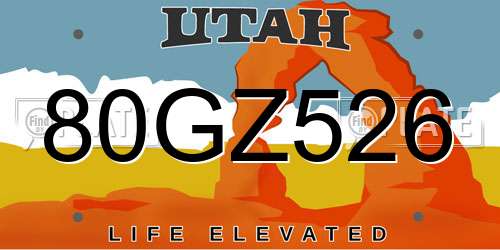 80GZ526 Utah License Plate