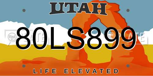 80LS899 Utah License Plate