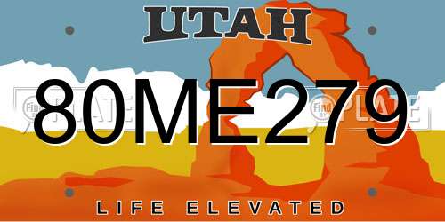 80ME279 Utah License Plate