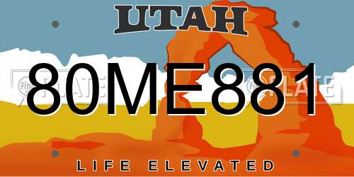80ME881 Utah License Plate