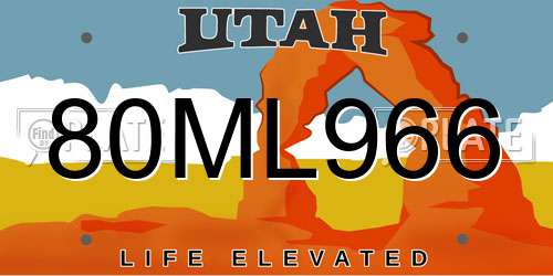 80ML966 Utah License Plate