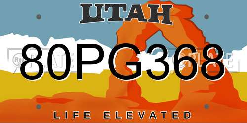 80PG368 Utah License Plate