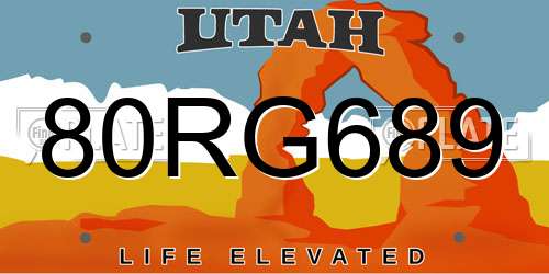 80RG689 Utah License Plate
