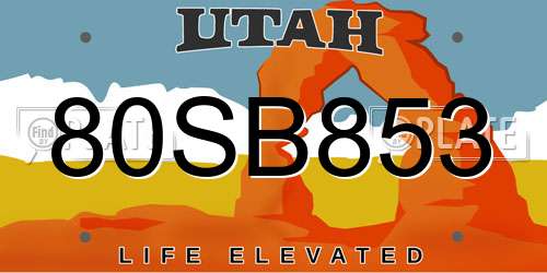 80SB853 Utah License Plate
