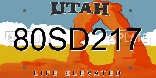 80SD217 Utah License Plate