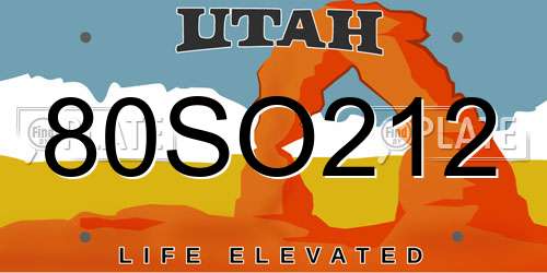 80SO212 Utah License Plate
