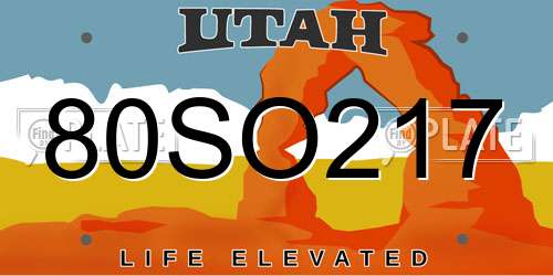 80SO217 Utah License Plate
