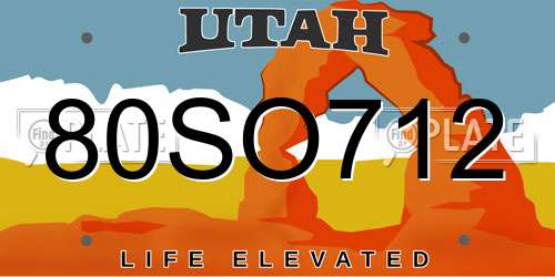 80SO712 Utah License Plate