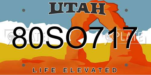 80SO717 Utah License Plate