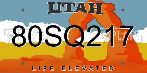 80SQ217 Utah License Plate