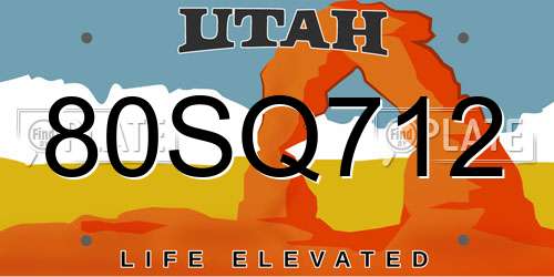 80SQ712 Utah License Plate