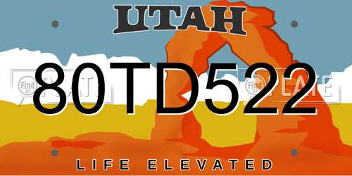 80TD522 Utah License Plate