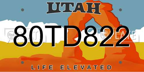 80TD822 Utah License Plate