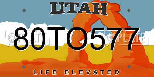 80TO577 Utah License Plate