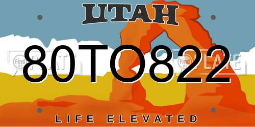 80TO822 Utah License Plate
