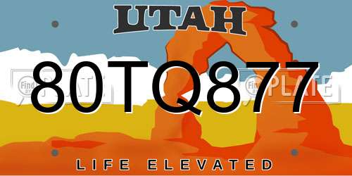 80TQ877 Utah License Plate