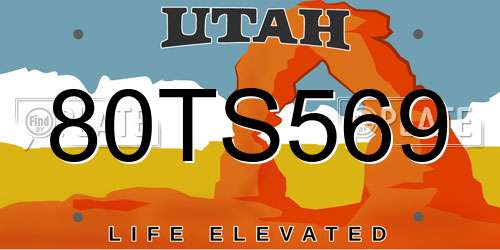 80TS569 Utah License Plate