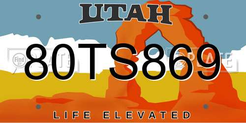 80TS869 Utah License Plate