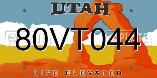 80VT044 Utah License Plate