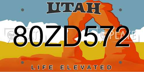 80ZD572 Utah License Plate